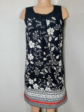 Ann Taylor LOFT Navy Floral Sleeveless Shift Dress Size 8